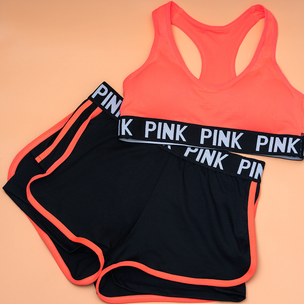 Комплект білизни спортивний, PINK, що складається з топа та шортиків