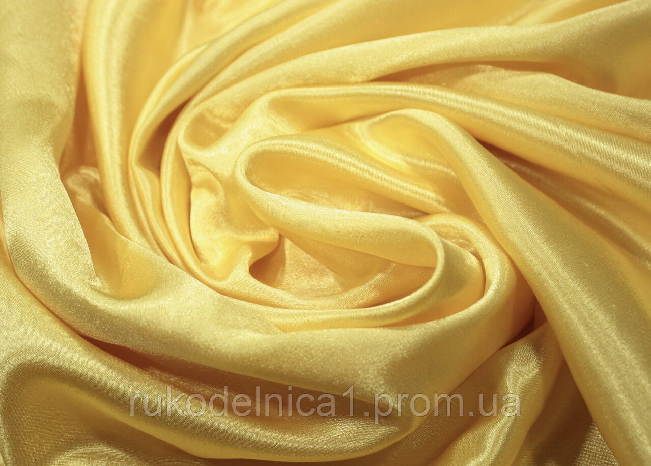 Ткань креп-сатин желтый , цвет флага, ( ш. 150 см) , на метраж - фото 5 - id-p203618115