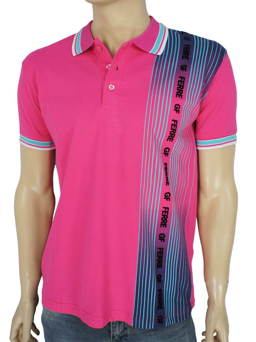 Стильна чоловіча теніска GF FERRE PC-1368 рожевого кольору, фото 1