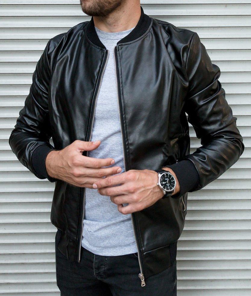 Черная Классическая Мужская Куртка Из Кожзама — Купить Недорого на Bigl ...