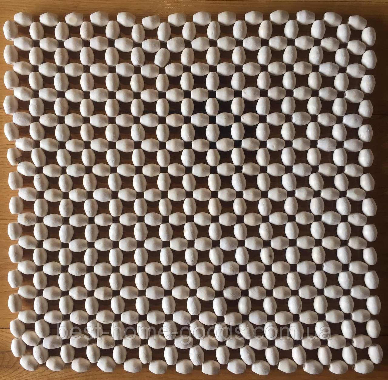 Дерев’яна масажна накидка з бука 42×42 см – для сидіння в авто, офісі та вдома, фото 1