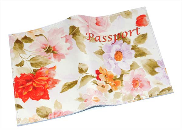 Шкіряна жіноча обкладинка для паспорта з квітами — Весняна —