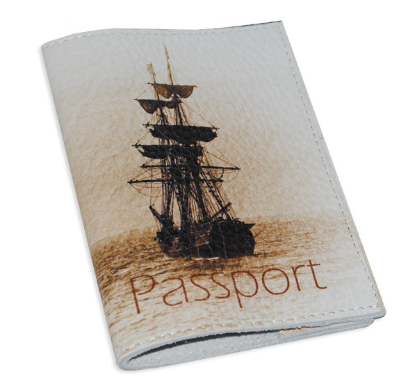 Шкіряна обкладинка для паспорта/загранпаспорту — Караблик
