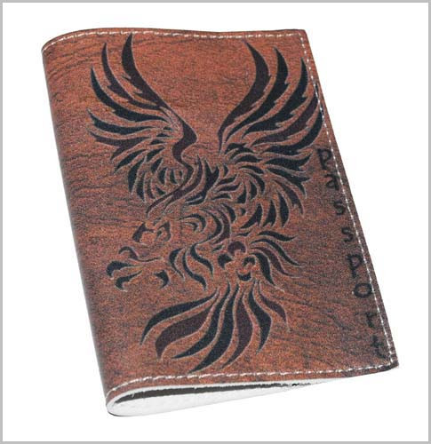 Шкіряна чоловіча обкладинка для паспорта - Дракон