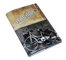 Шкіряна обкладинка для паспорта — велосипед графіті
