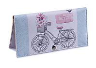 Женский кошелек -Велосипед с цветами-. Ручная работа