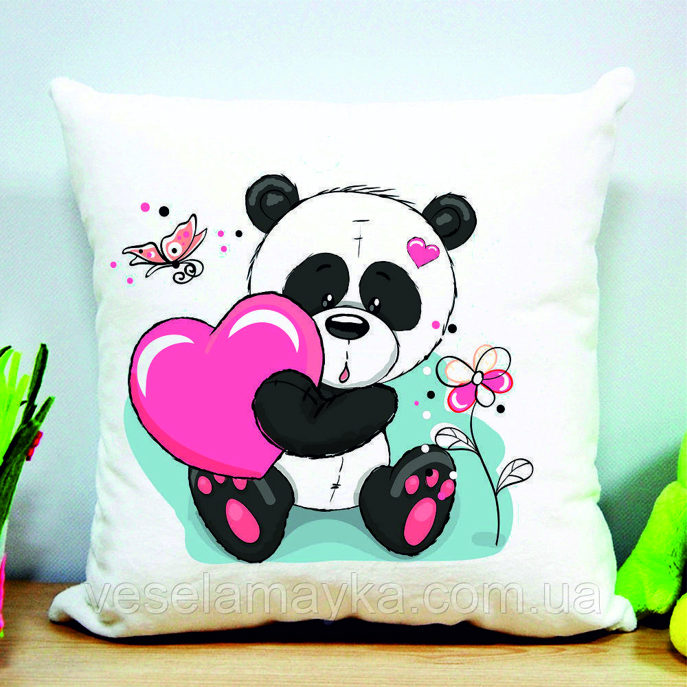 Дитяча подушка Панда з серцем