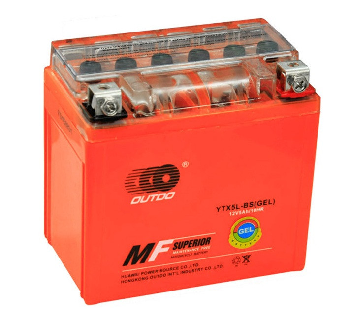 Акумулятор мото GEL 12V  5 Ah (YB5L-BS) OUTDO
