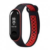 Ремешок силиконовый Nike Sport для Xiaomi Mi Band 3/4 Черный-красный