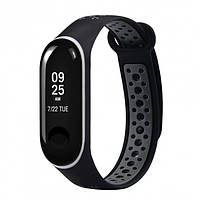 Ремешок силиконовый Nike Sport для Xiaomi Mi Band 3/4 Черный-серый