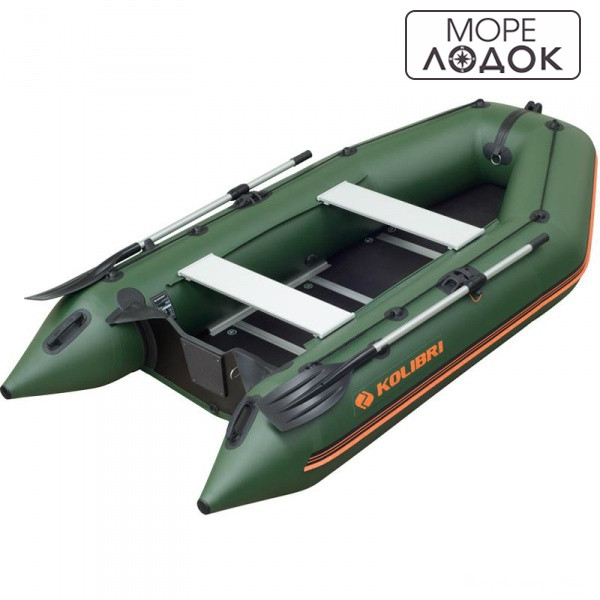 Надувний човен Колібрі КМ-360D зелена, настил з алюмінію