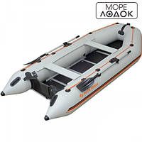 Моторні киливі човни пвх, кільовий надувний човен Kolibri КМ-360D п'ятимісний, світло-сіра, настил з фанери