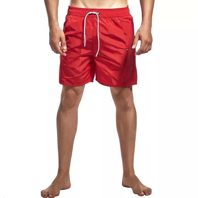Шорты мужские купальные с подкладкой и карманами, плащевка, красные