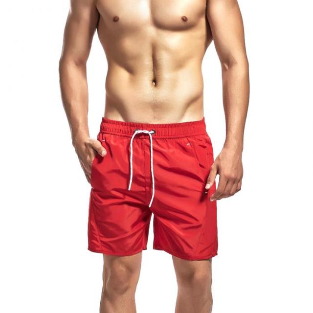 Шорты мужские купальные с подкладкой и карманами, плащевка, красные