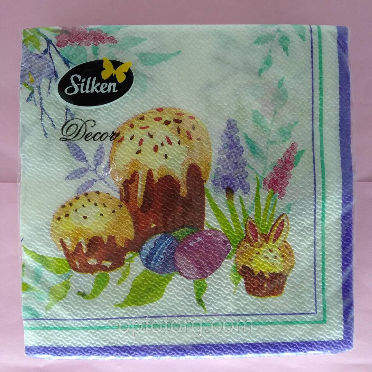 Серветки великодні паперові Silken Великодній кулич 2 шари 16 штук