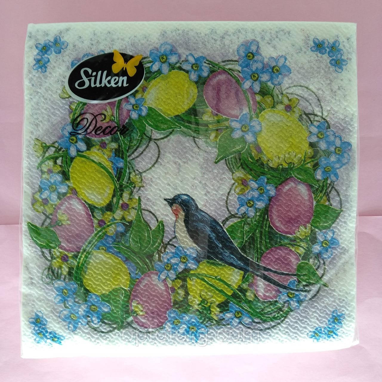 Серветки великодні паперові Silken Великоняте вінок 2 шари 16 штук, фото 1