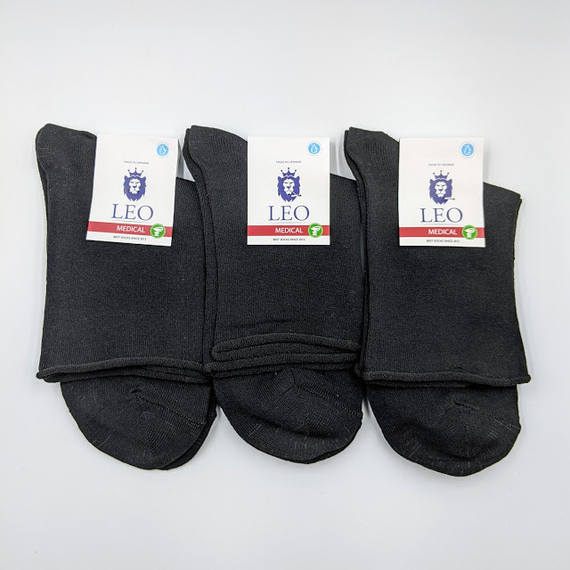 Шкарпетки чоловічі демісезонні класичні чорні без гумки Лео медичні для набряклих ніг
