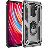 Ударостійкий чохол Serge Ring під маг. держ. для Xiaomi Redmi Note 8 Pro — срібний, фото 3