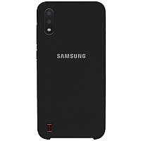Оригінальний чохол "Silicon case" для Samsung Galaxy A01 (2020) A015 Soft Touch — чорний із логотипом