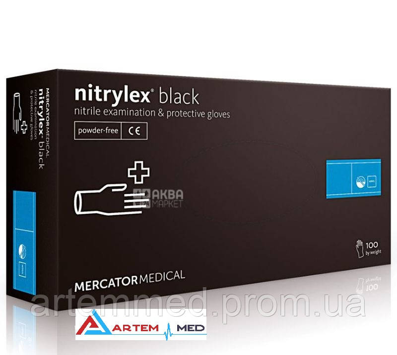 Перчатки нитриловые Black Mercator Medical, М - фото 1 - id-p634715167