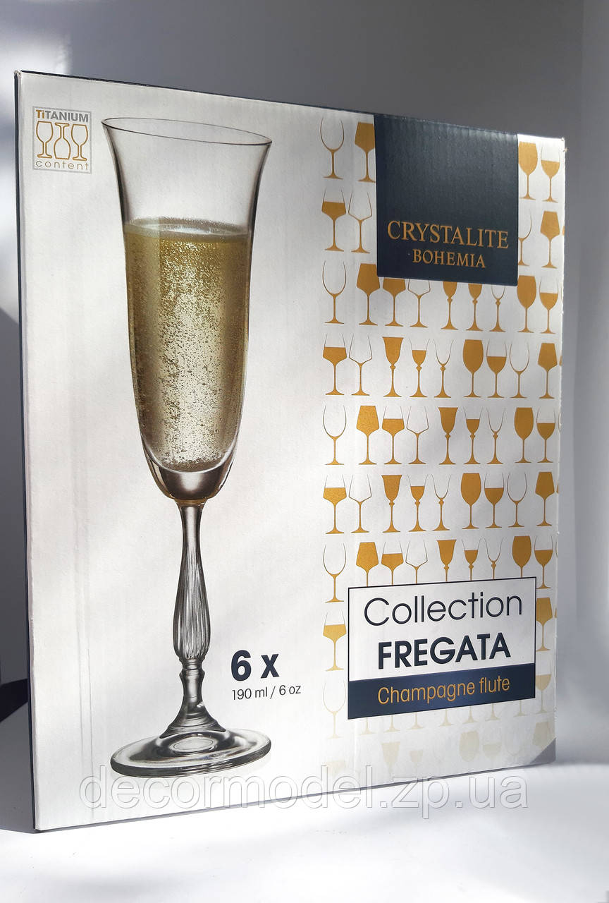 Набор бокалов для шампанского Bohemia Fregata (Antic) 190 мл коричневый 1SF58_190 - фото 6 - id-p1119576008