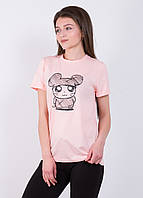 Жіноча футболка з принтом Мишка 9221 Рожевий