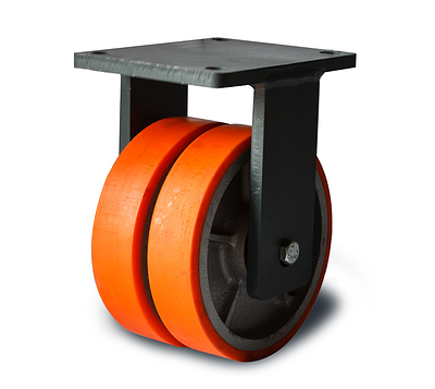 Здвоєне колесо з неповоротним посиленим кронштейном, Ф150 мм, 1800 кг, диск чавун/поліуретан