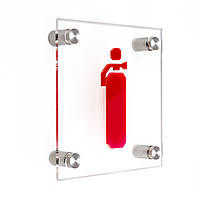 Пожарная табличка  - Прозрачный Акрил на стальных держателях - "Сlassic" Design