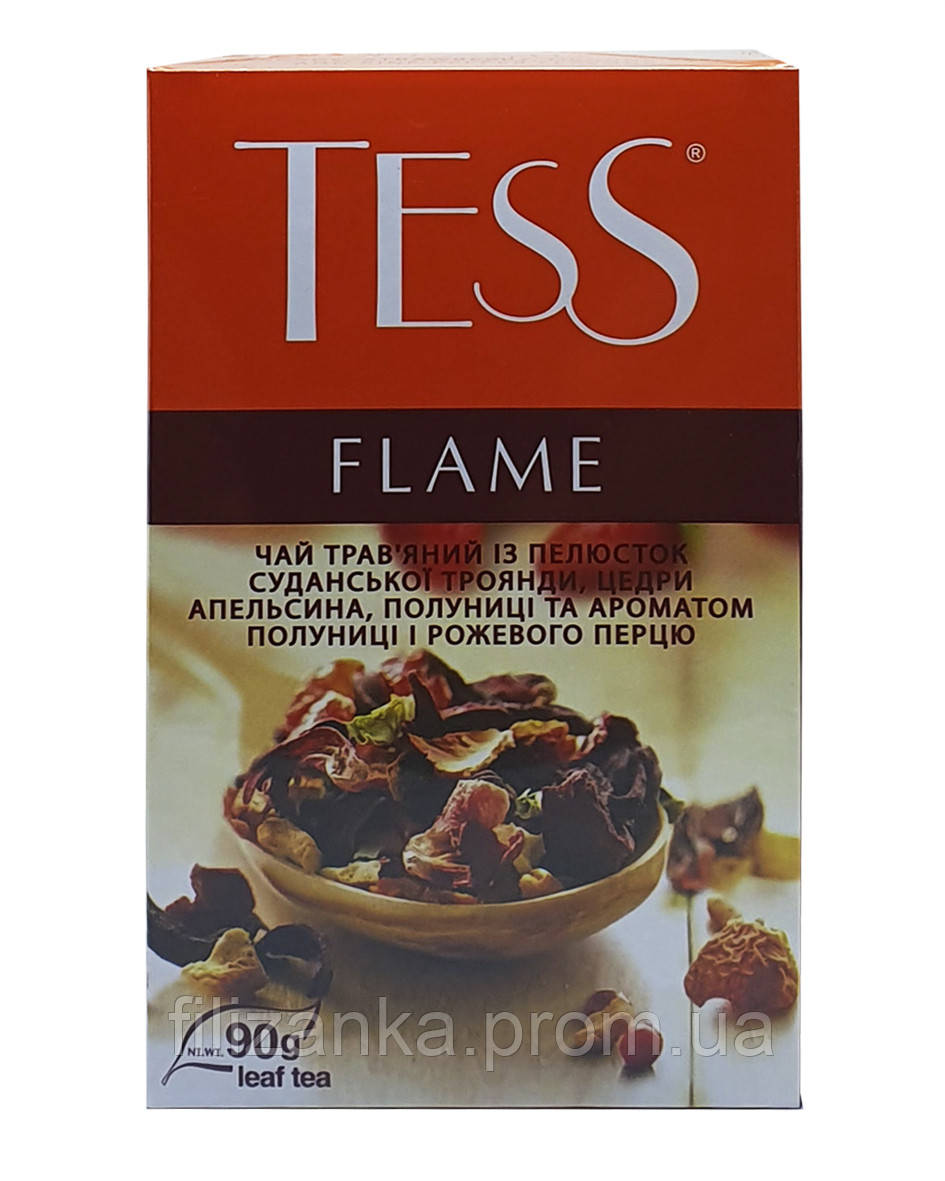 Чай Tess Flame каркаде с цедрой апельсина и кусочками клубники 90 г (52926) - фото 2 - id-p1140058893