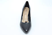Туфлі жіночі Berloni 202(H01-135-09) в чорній шкірі на підборах., фото 5