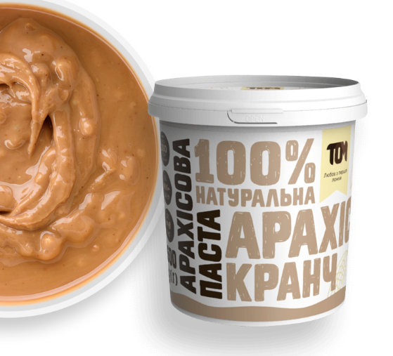 Арахісова паста кранч з кусочками арахісу 500г ТОМ