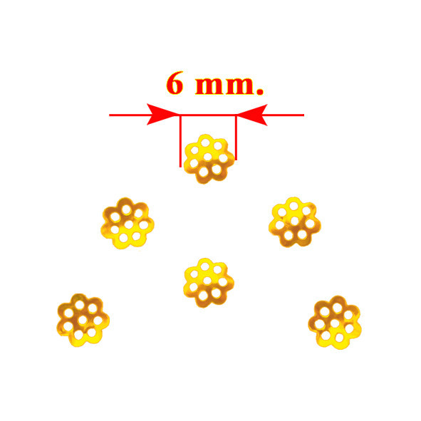 Набор 200 шт Обниматели Шапочки 6 мм для Бусин Форма Цветок, Цвет Золото, Рукоделие, Фурнитура - фото 6 - id-p1144984513