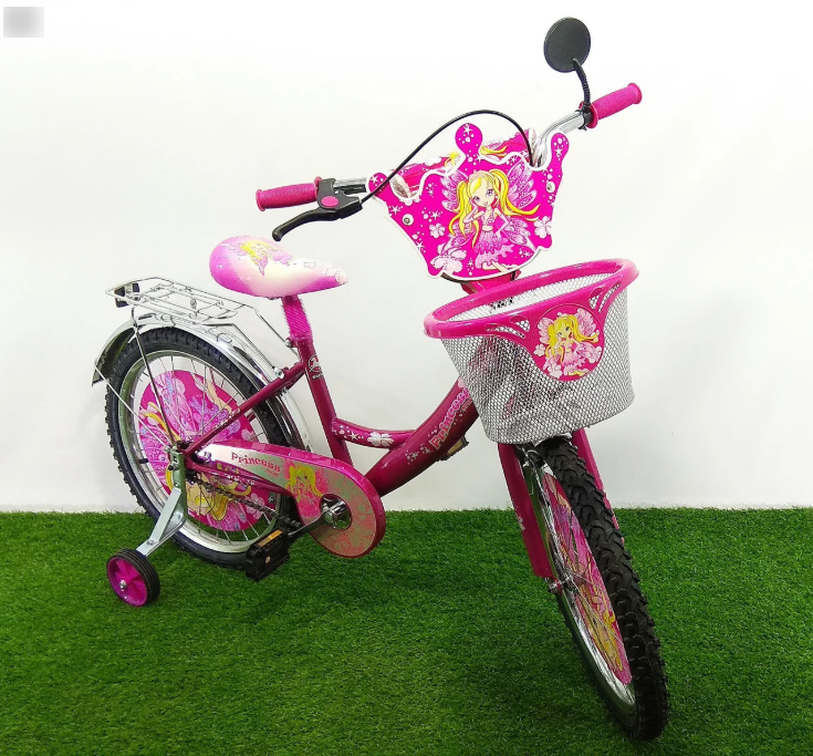 Дитячий двоколісний велосипед Mustang Принцеса 16 дюймів рожевий з кошиком