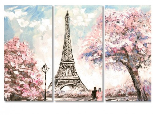 Картина модульна на полотні Романтика Парижа. Преміум якість фарб та полотна!