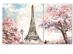 Картина модульна на полотні Романтика Парижа. Преміум якість фарб та полотна! 60, 2, 100