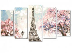 Картина модульна на полотні Романтика Парижа. Преміум якість фарб та полотна! 70, 5, 125