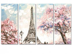 Картина модульна на полотні Романтика Парижа. Преміум якість фарб та полотна! 60, 4, 100