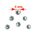 Набір 200 шт Обіймачі 6 мм Шапочки для Бус, Форма Квітка, Колір Античне Срібло, Фурнітура Біжутерія, фото 3
