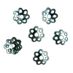 Набір 200 шт Обіймачі 6 мм Шапочки для Бус, Форма Квітка, Колір Античне Срібло, Фурнітура Біжутерія