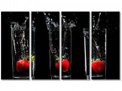 Модульна картина для кухні Ягоди полуниці 60, 100, 4