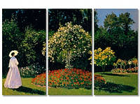 Модульная картина IDEAPRINT Моне "Жанна-Маргарита Лекадр в саду" репродукция.