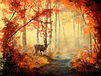 Картина IDEAPRINT "Олень в осеннем лесу"