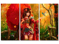 Модульная картина IDEAPRINT Девушка с красным зонтом