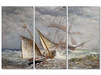 Модульна картина з трьох частин Джеймс Гейл Тайлер "Вітрильник", репродукція