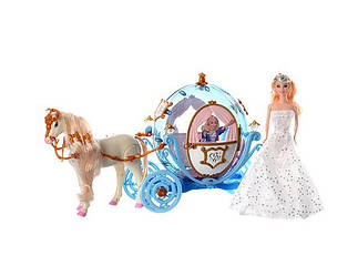 Карета для ляльок Мілана 28911 B Казкова екіпаж з конячкою лялькою звуковими та світловими ефектами