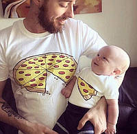 Парні футболки для тата та сина зі 100% Бавовна. Піца