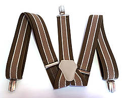 Подтяжки для брюк ширина 3,5 см полосатые коричневые