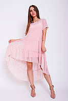 Платье свободного силуэта из шифона с подкладкой Киви розового цвета