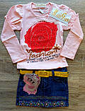 Дитячий костюм MISS реглан і джинсова спідниця з пояском, фото 4