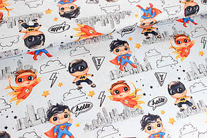 Ткань Преміум сатин Супергерої ЗАЛИШОК 1,8 м